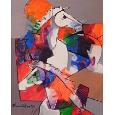 Mashkoor Raza, 18 x 24 Inch, Oil on Canvas, Abstract Painting, AC-MR-718